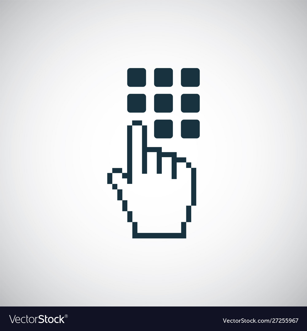 Hand press button icon for web and ui