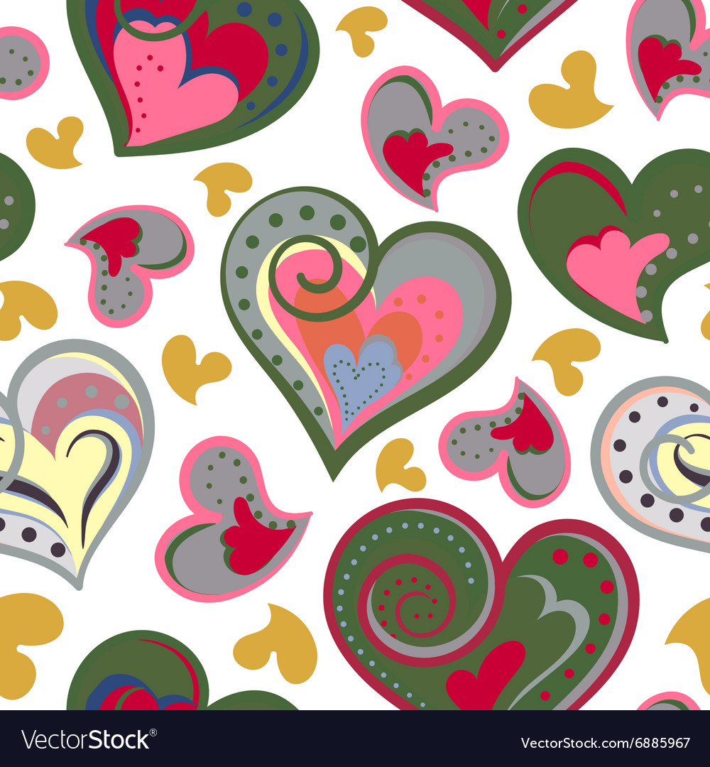 Love hearts seamless pattern cute doodle heart