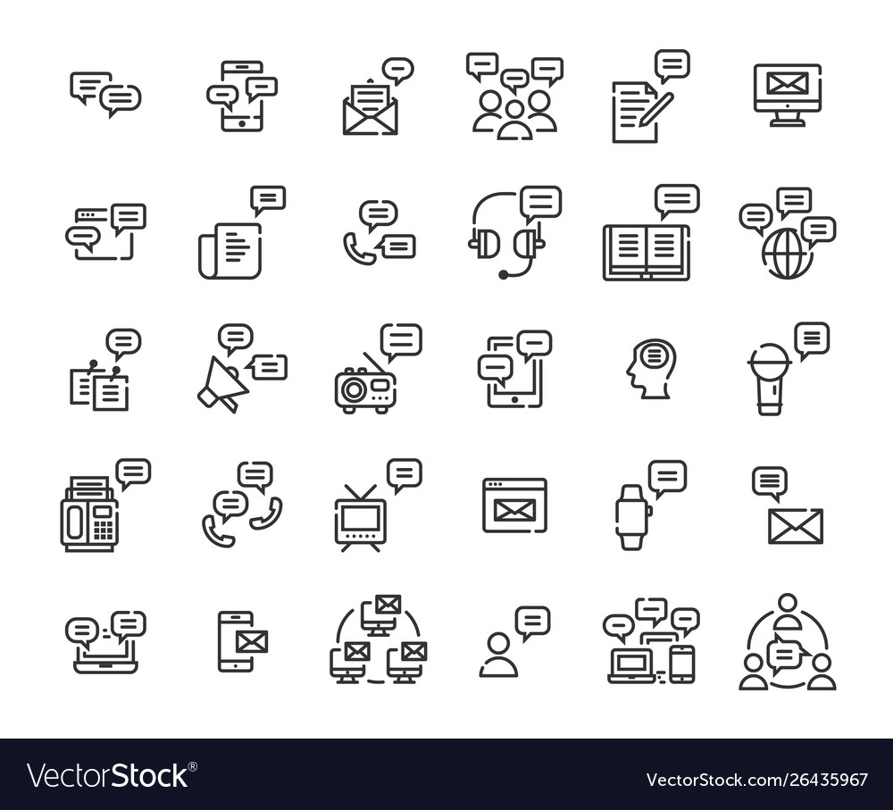 Message outline icon set