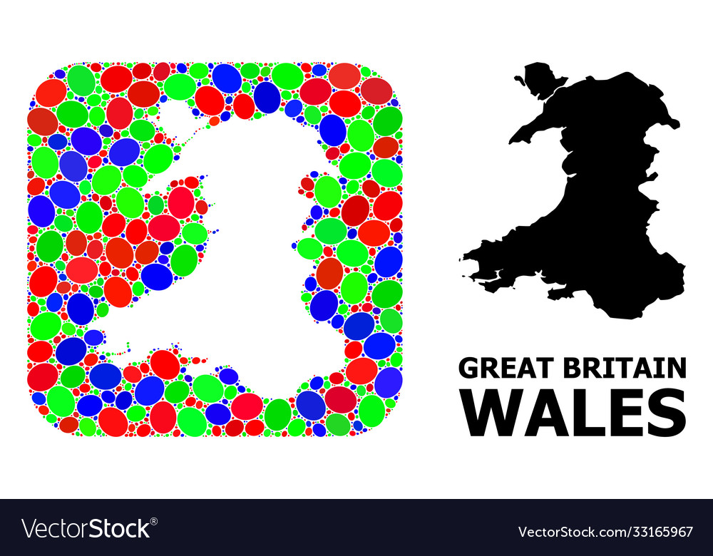 Mosaic stencil and solid map wales