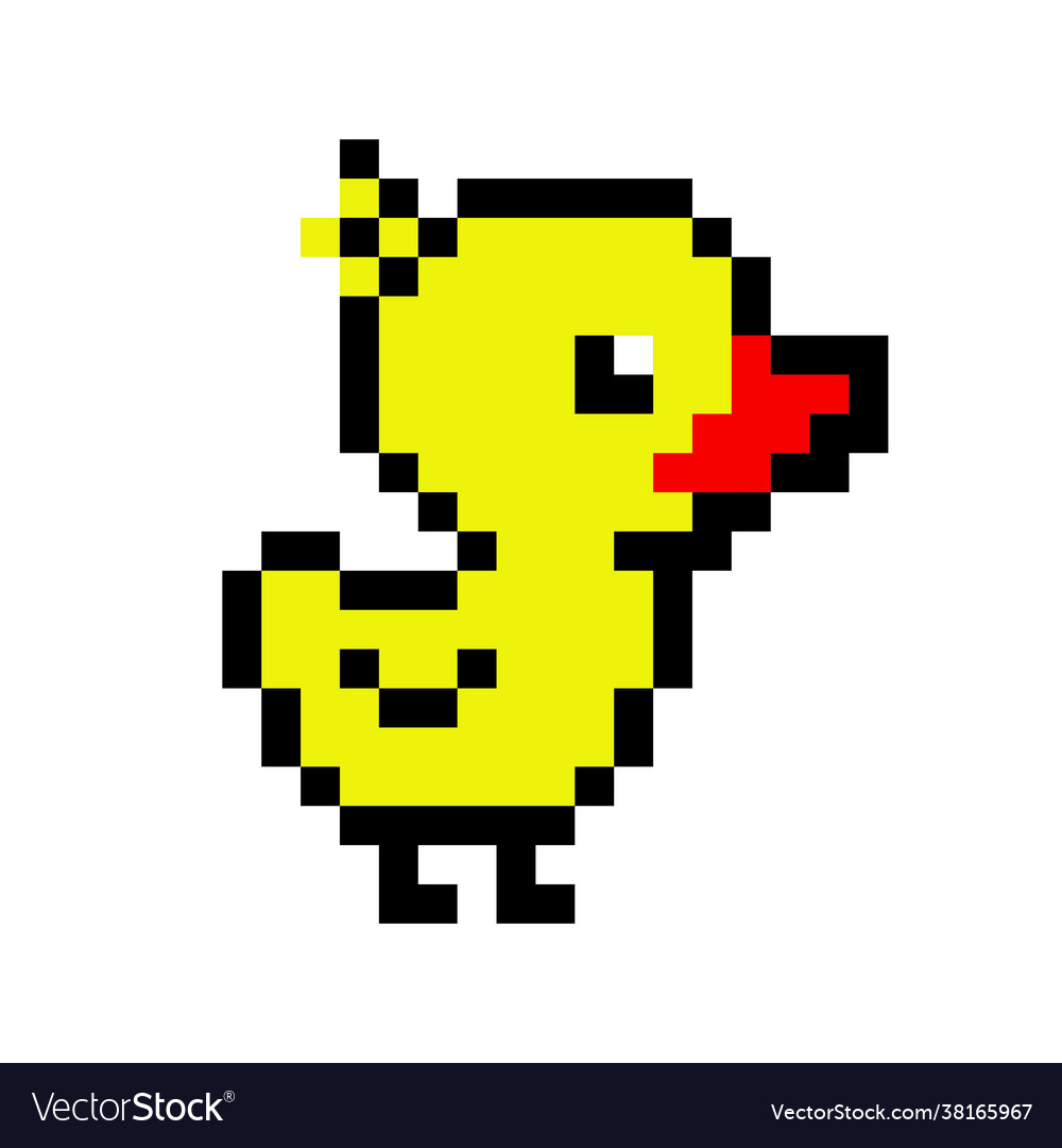 Pixel little duck image for game assets