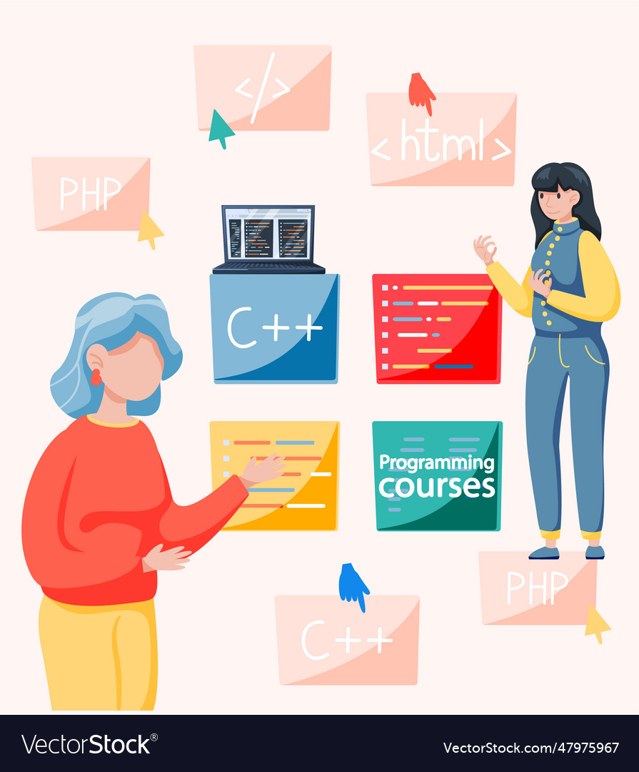 Programming courses online education coding vector image Programming courses online education coding