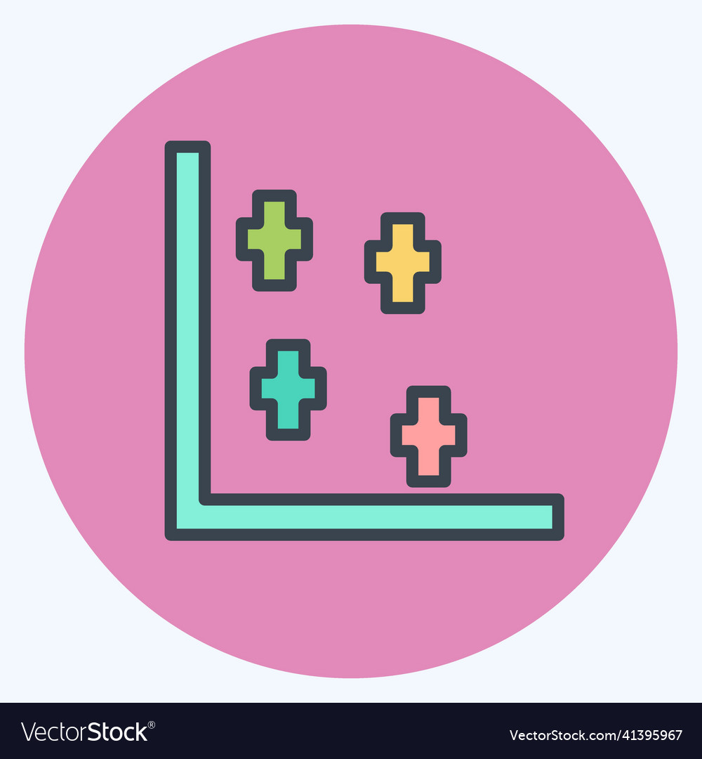 Scatter plot ii icon in trendy color mate style vector image Scatter plot ii icon in trendy color mate style