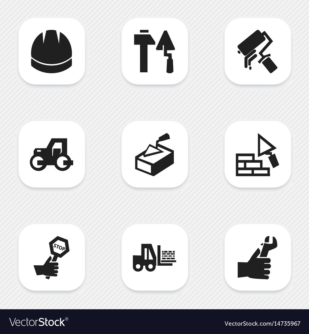 Set of 9 editable building icons includes symbols