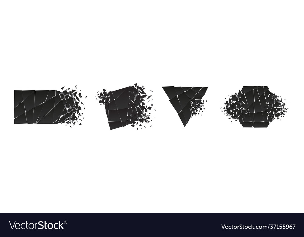 Shape shattered and explodes flat style design Vector Image Shape shattered and explodes flat style design