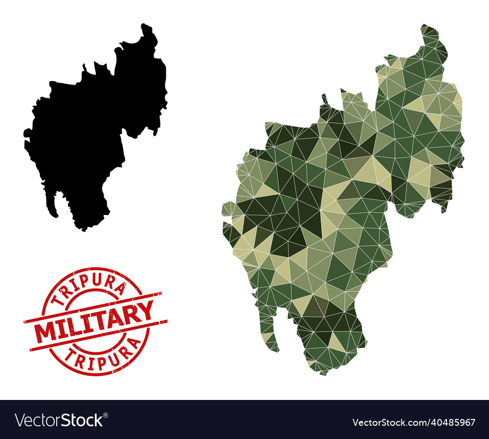 Triangle mosaic map of tripura state and distress Vector Image