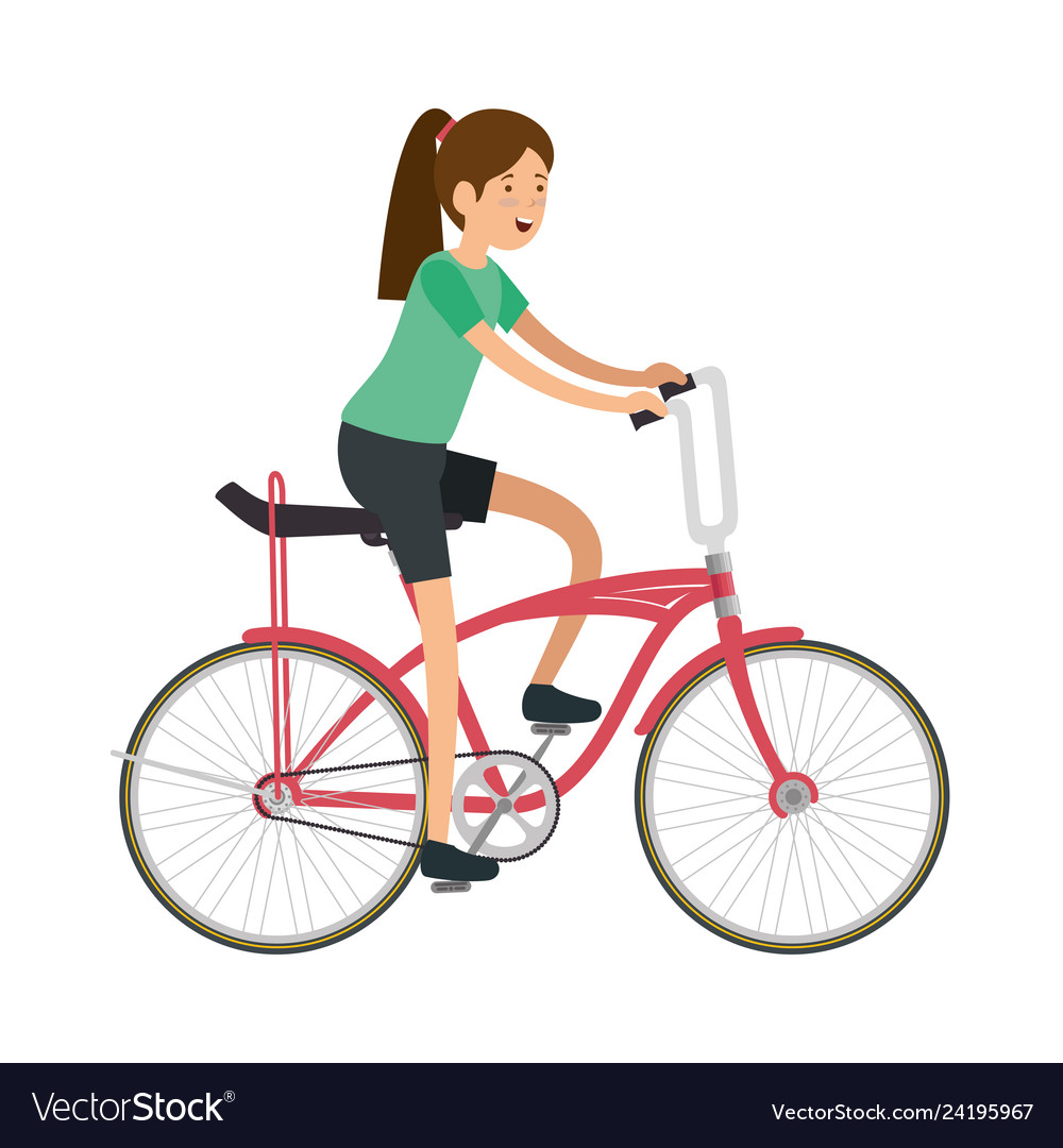 Woman in retro bicycle