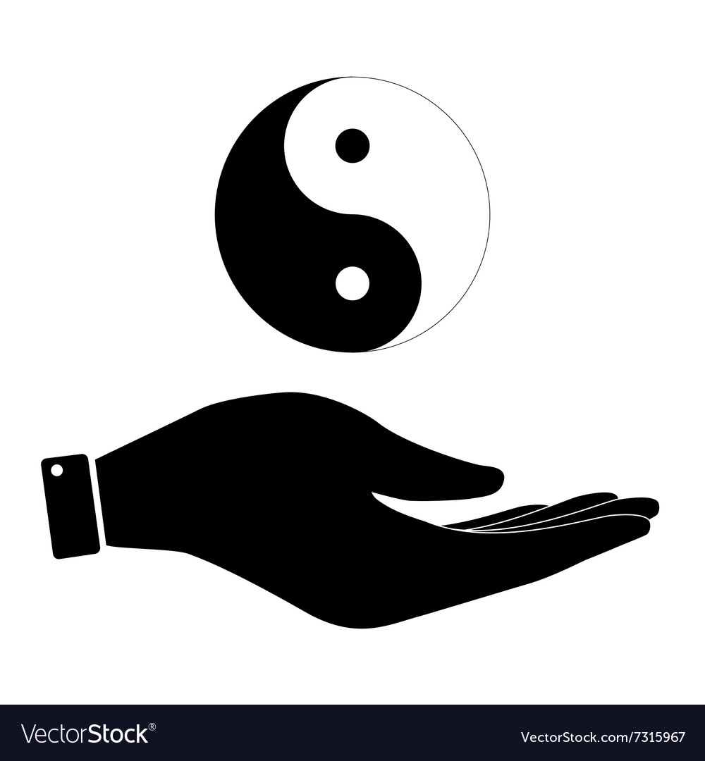 Yin and yang in hand icon Royalty Free Vector Image