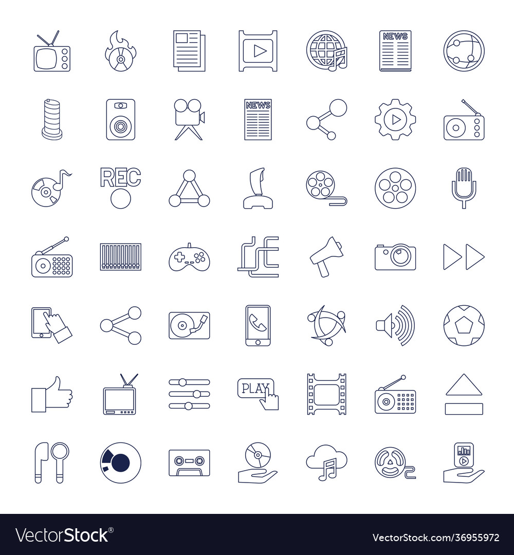 49 media icons Royalty Free Vector Image - VectorStock