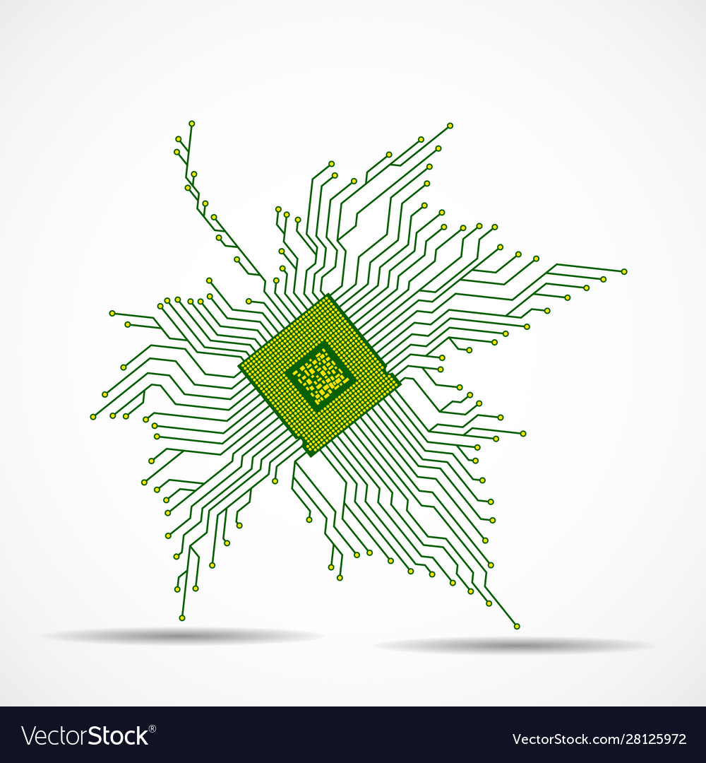 Abstract maple leaf with microprocessor inside