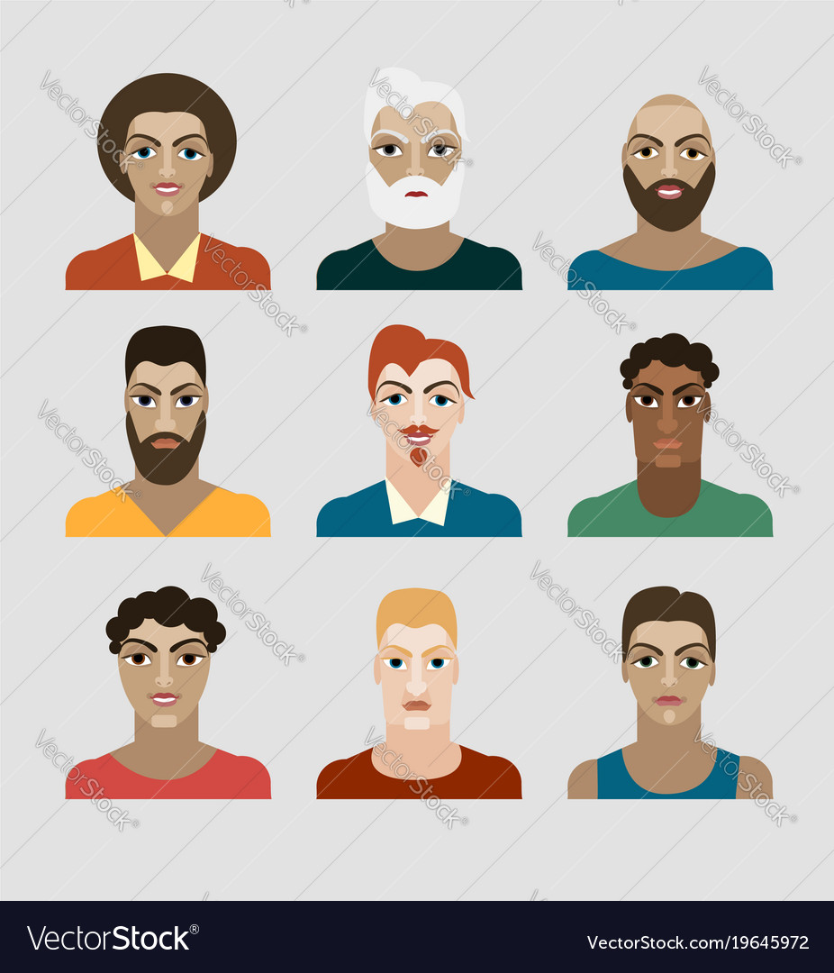 Handsome young man various hair style and beard Vector Image Handsome young man various hair style and beard Vector Image