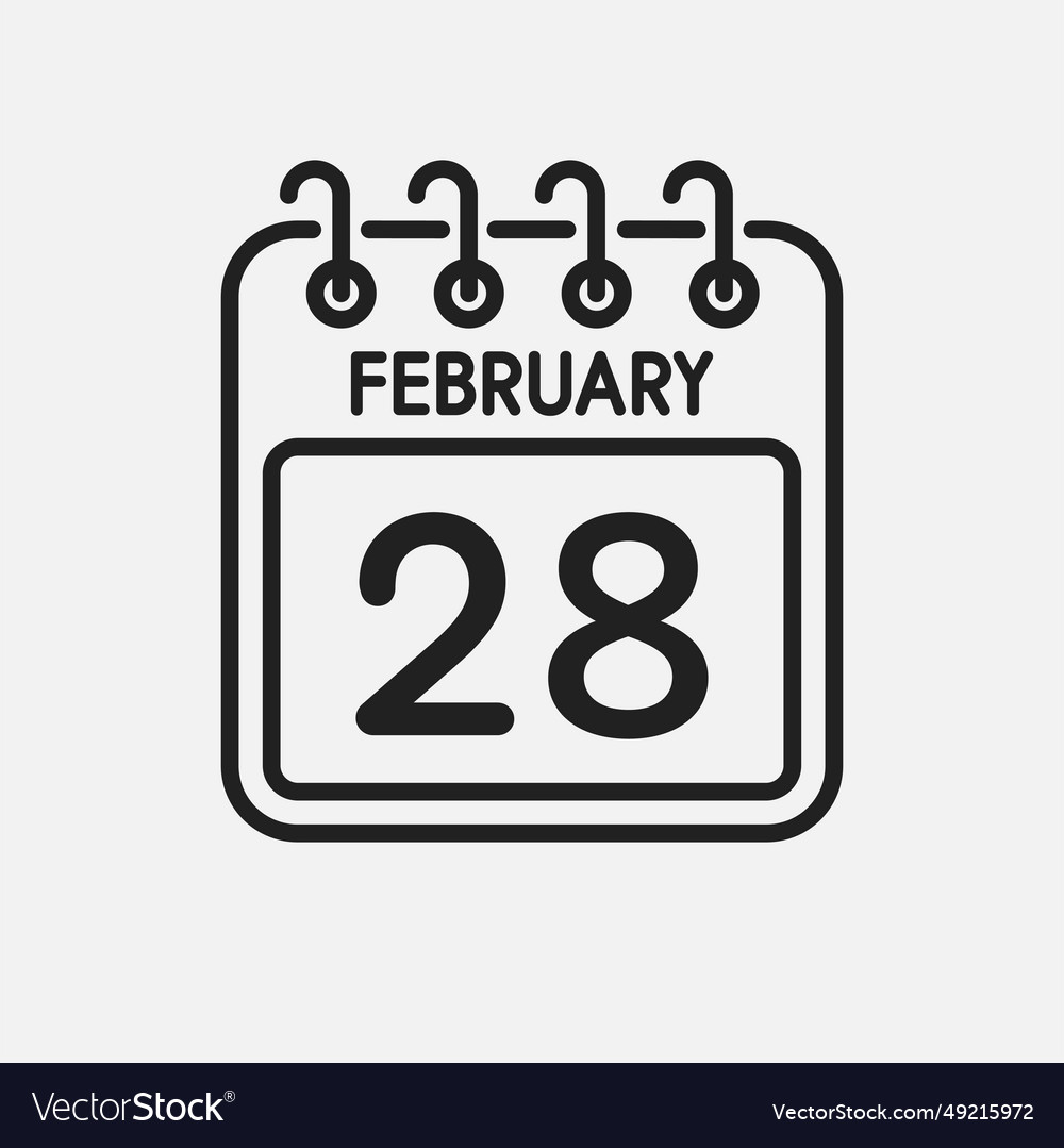 Icon page calendar day 28 february Royalty Free Vector