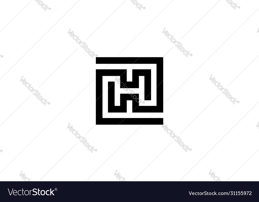 Initial h square link connection logo design
