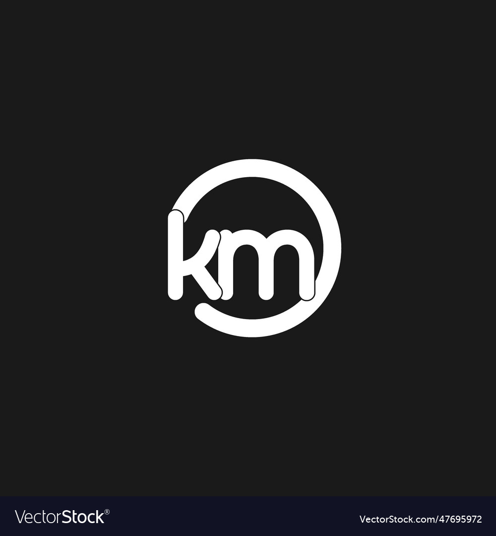 Initials km logo monogram with simple circles Vector Image