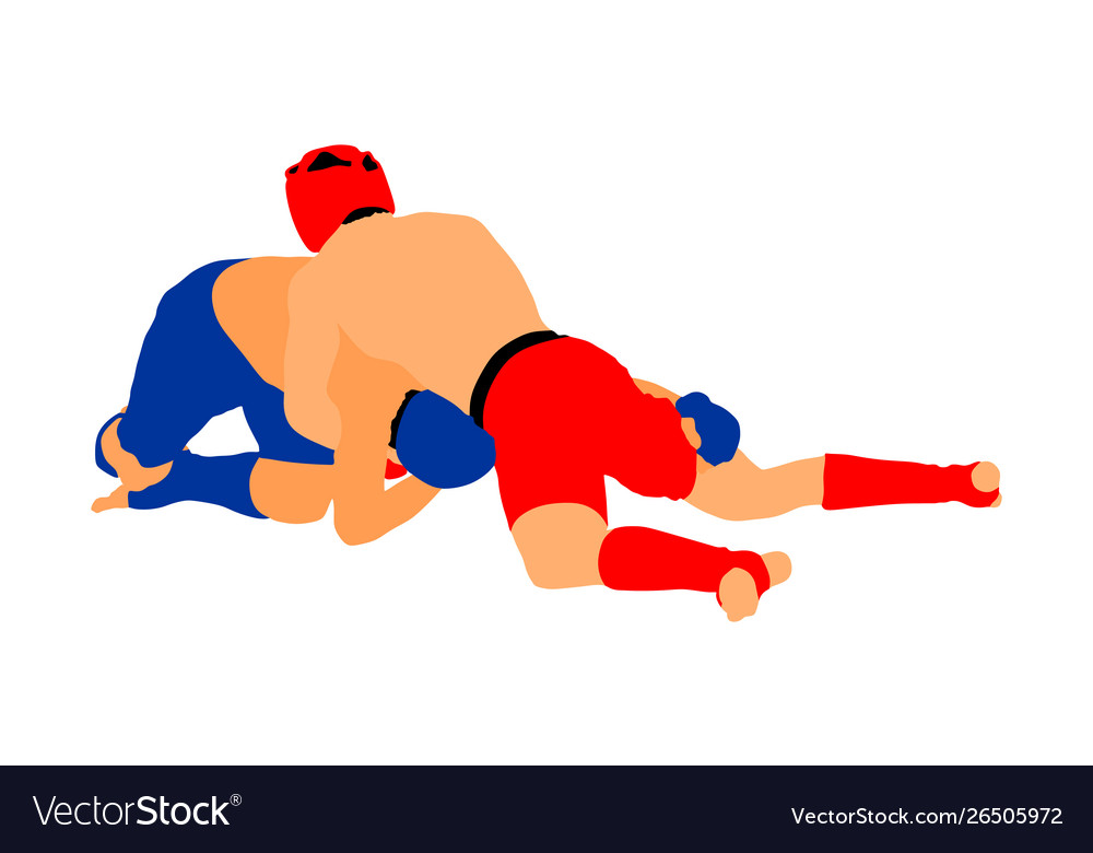 Mma fighters mixed martial arts battle wrestling Vector Image