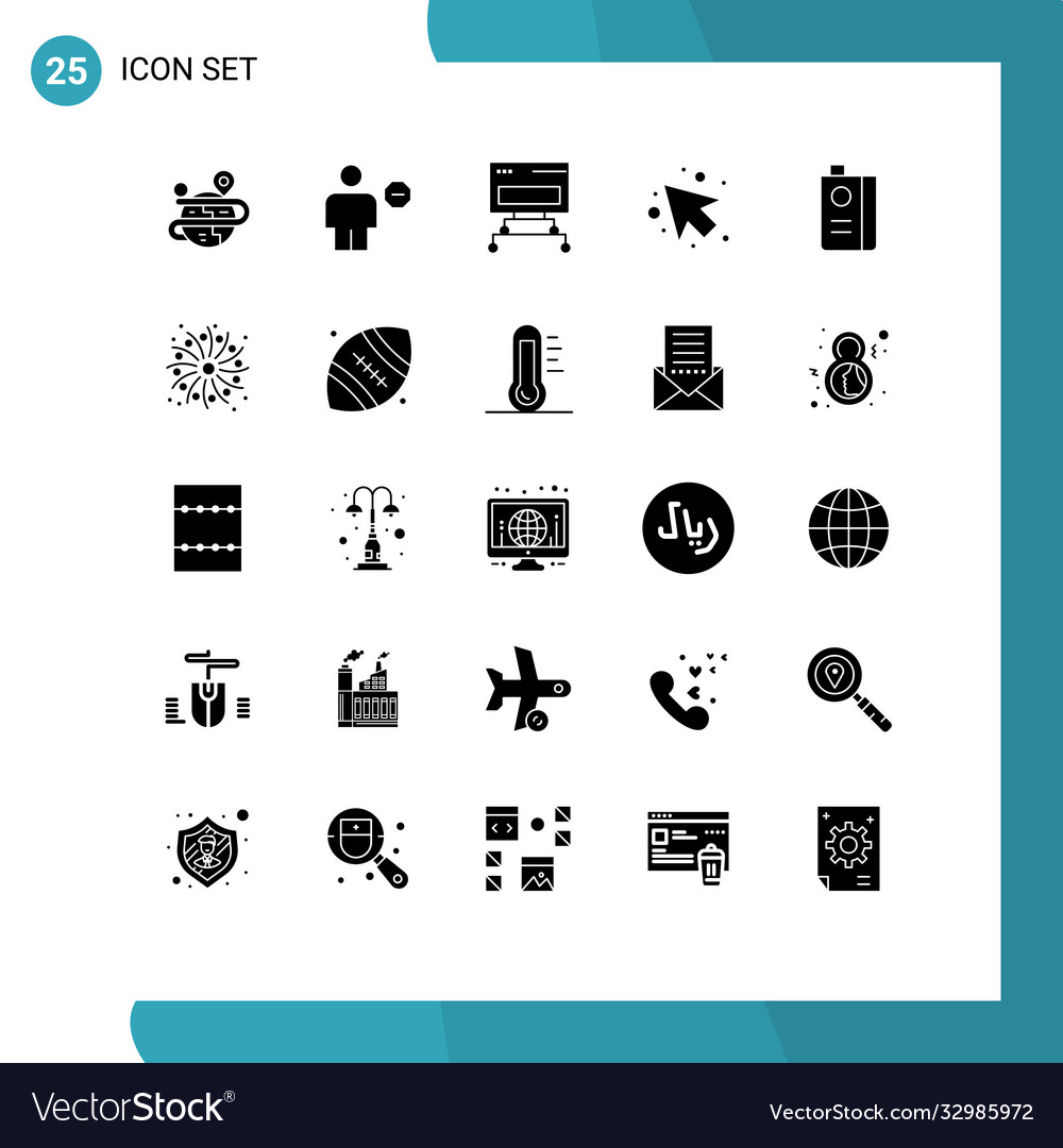 Pack 25 moderne solide Glyphen Zeichen und Symbole