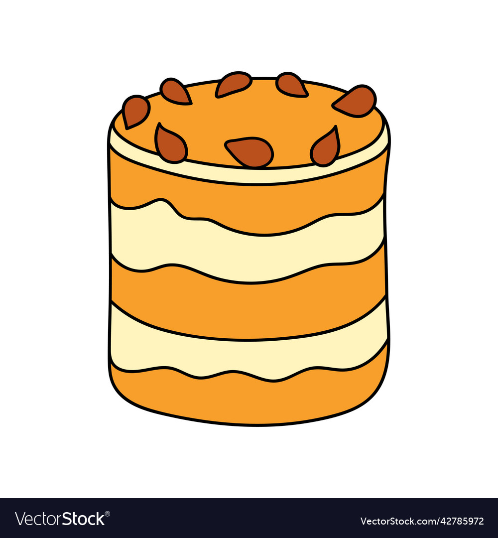 Pretty doodle cake design sketch element for menu