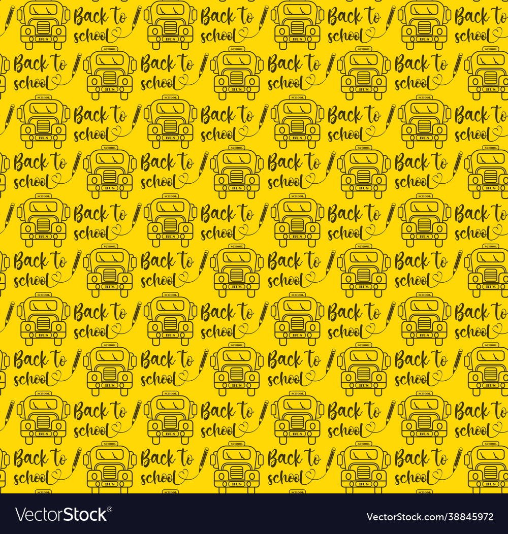 Seamless pattern with outline style school bus vector image Seamless pattern with outline style school bus