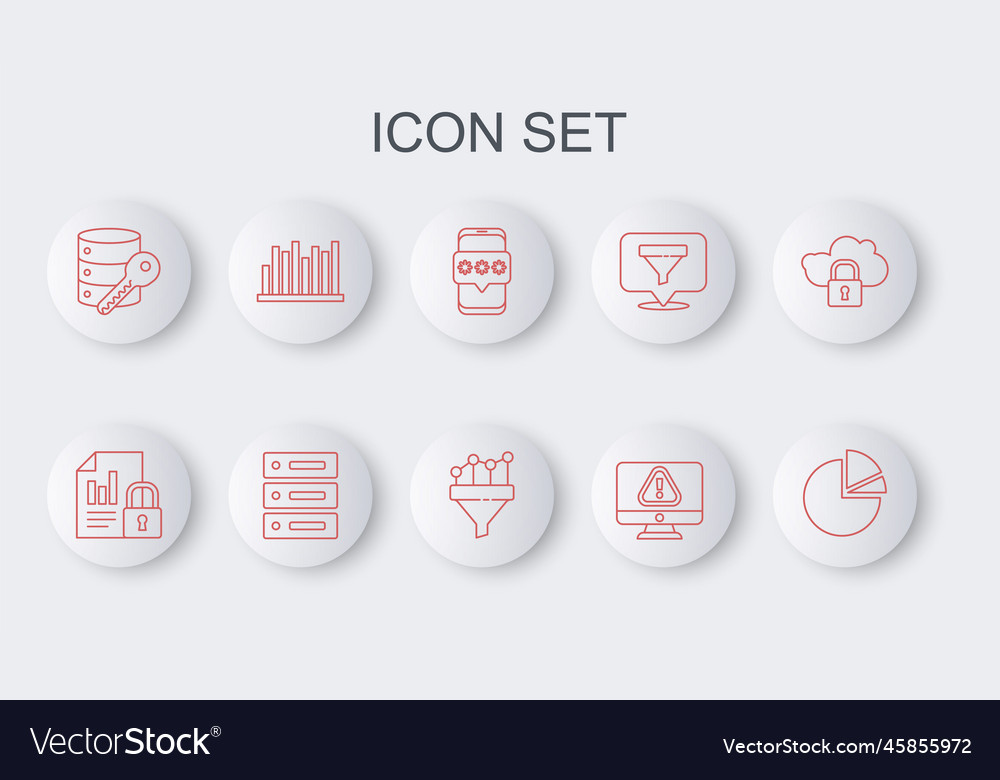 Set line pie chart infographic document and lock