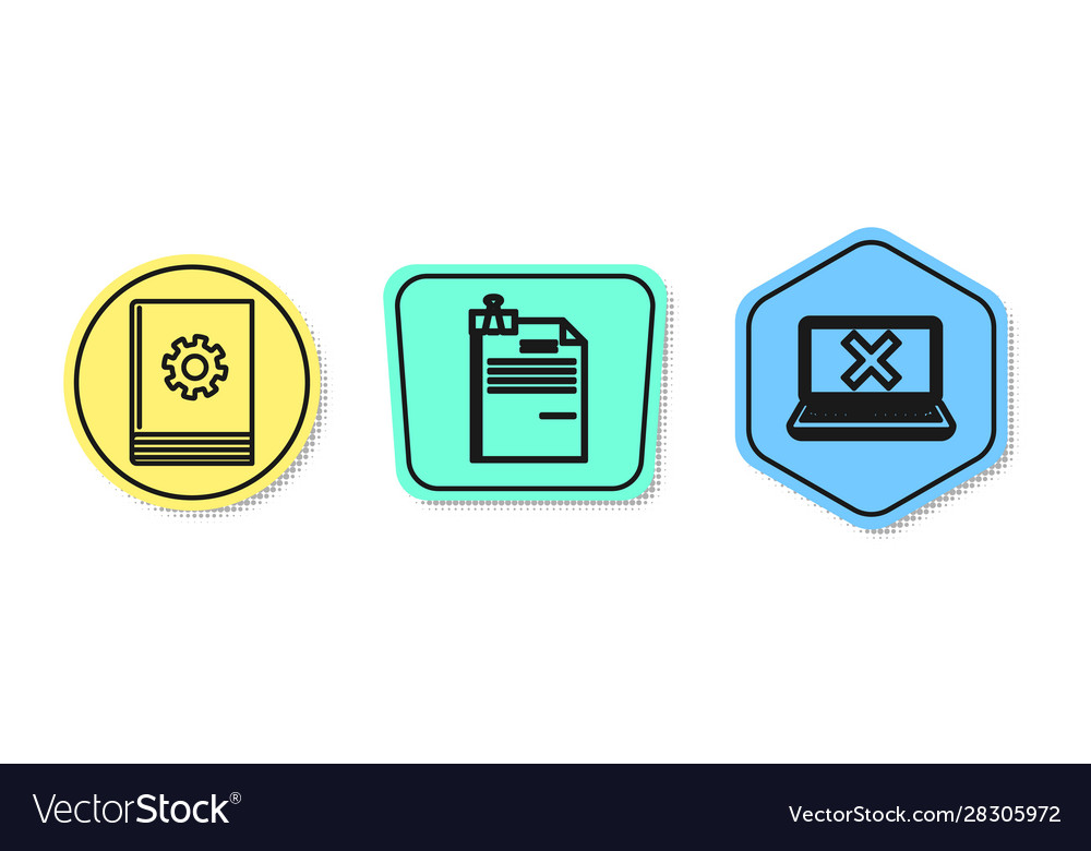 Set line user manual file document and binder vector image Set line user manual file document and binder