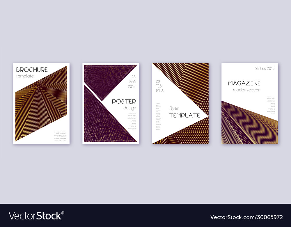 Triangle brochure design template set gold Vector Image