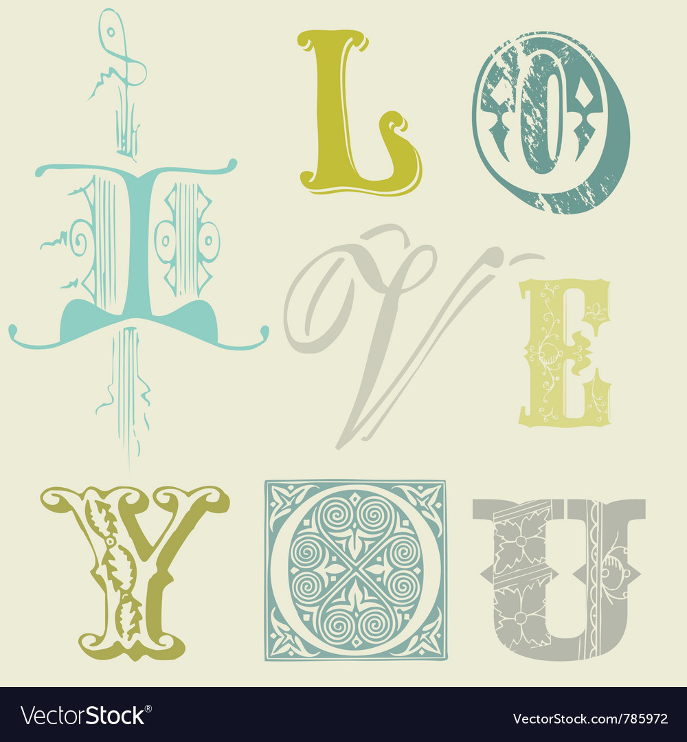 Download Vintage letters Royalty Free Vector Image - VectorStock