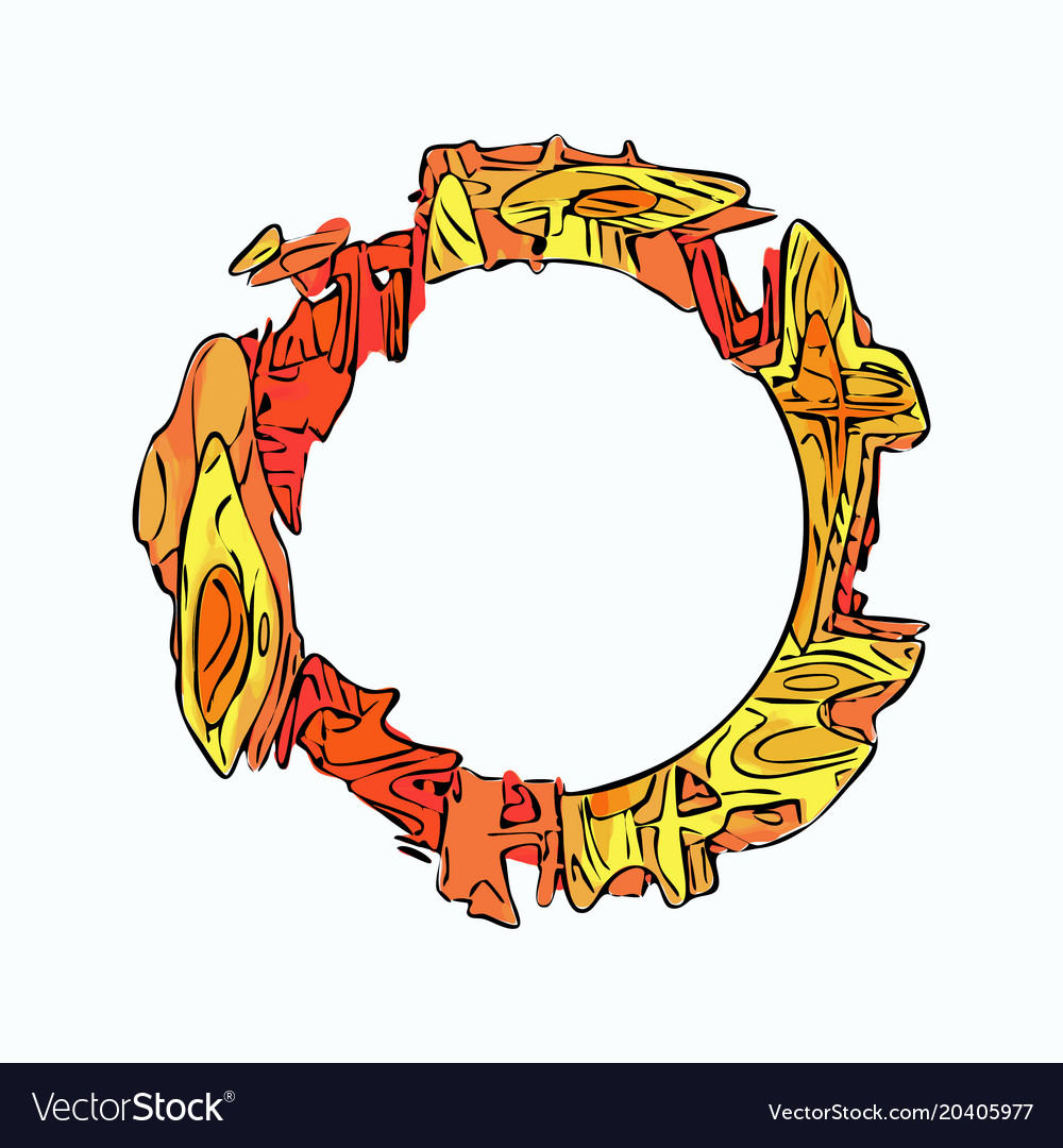 Abstract colorful circle alien style frame