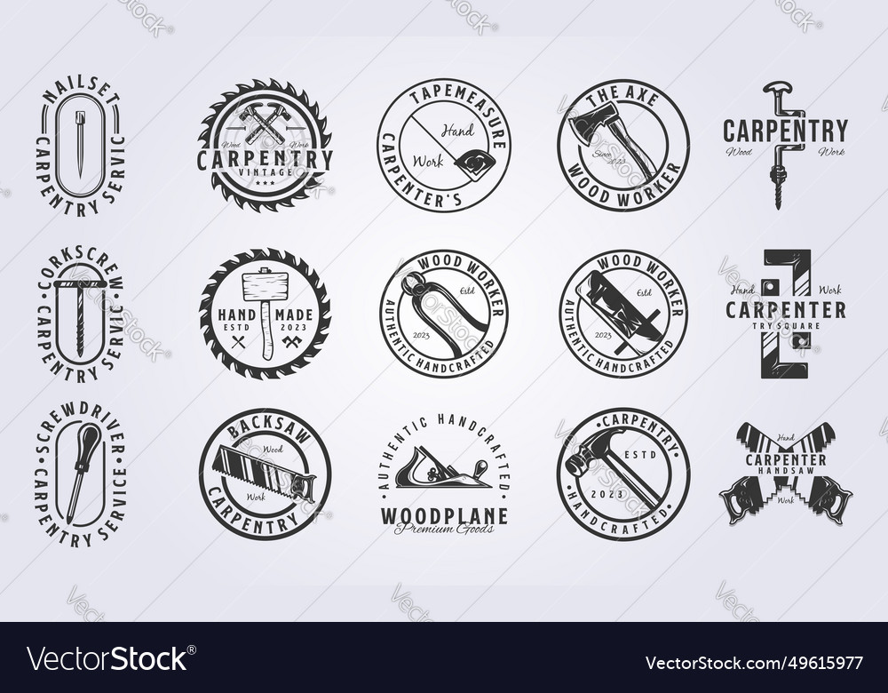 Big bundle of wood worker tools logo design