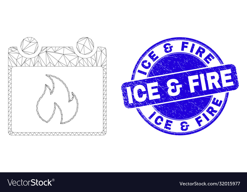 Blue scratched ice fire stamp seal and web