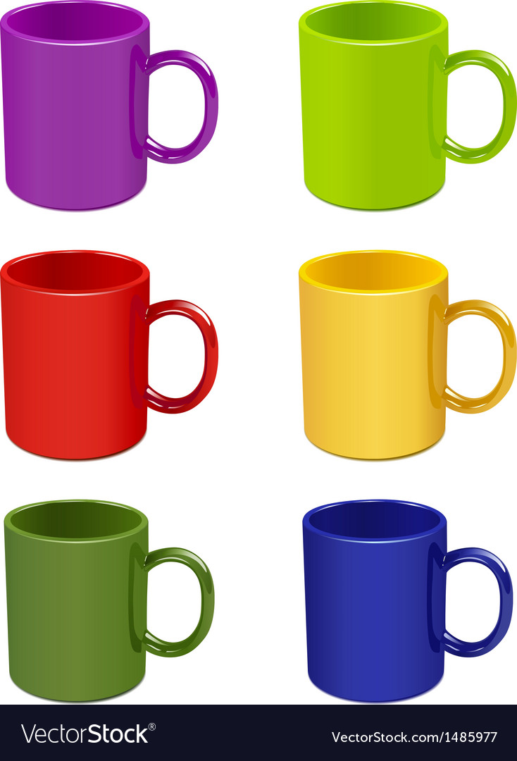 Colored Cups Royalty Free Vector Image Vectorstock Colored Cups Vector Image