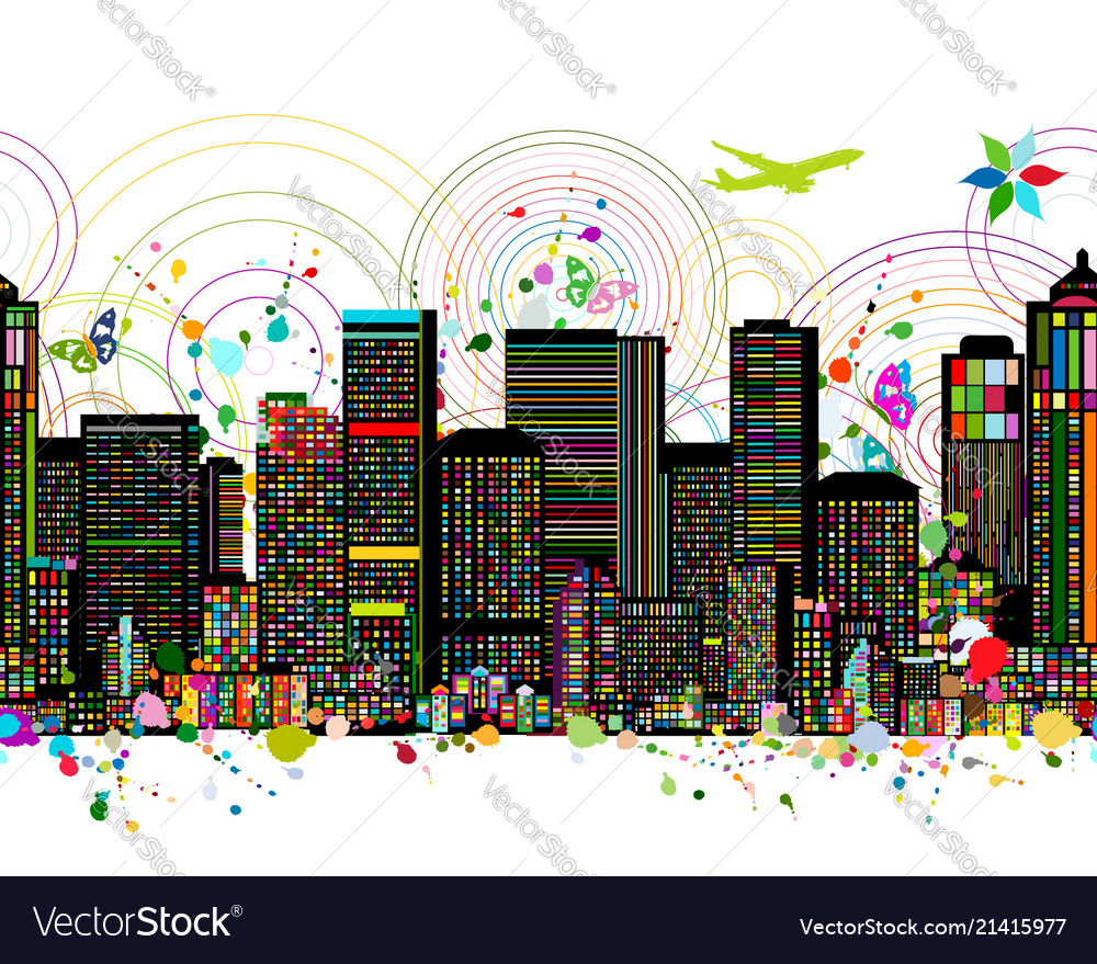 Colorful metropolis seamless pattern for your