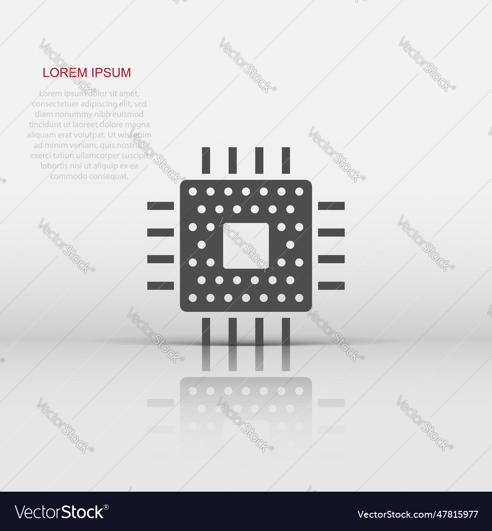 Computer cpu icon in flat style circuit board