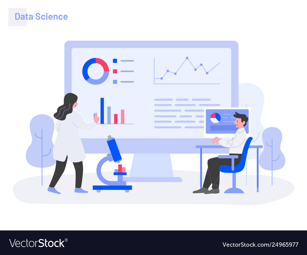 Data science concept modern flat design Royalty Free Vector