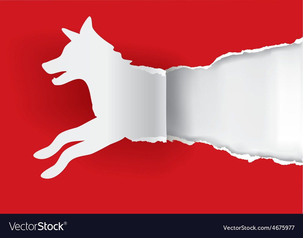 Dog silhouette ripping paper