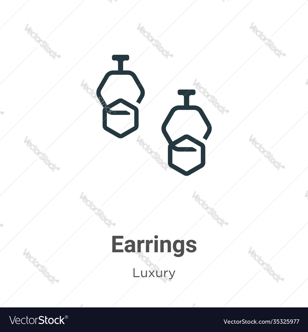 Earrings outline icon thin line black