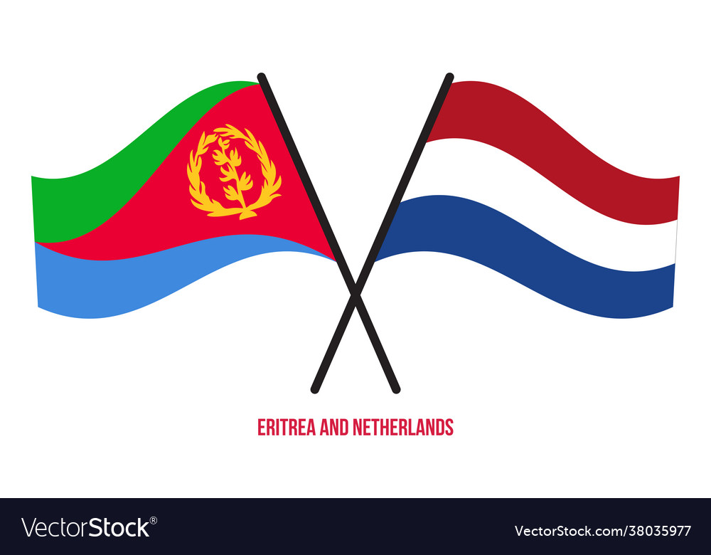 Eritrea and netherlands flags crossed waving