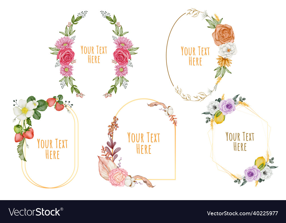 Floral frame wreaths set of frame watercolor Vector Image