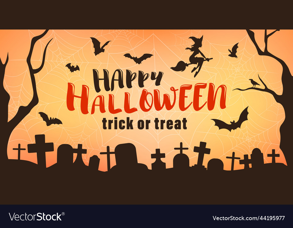 Holiday banner with text happy halloween