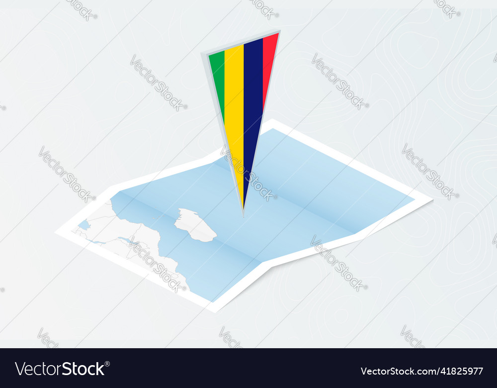 Isometric paper map of mauritius with triangular