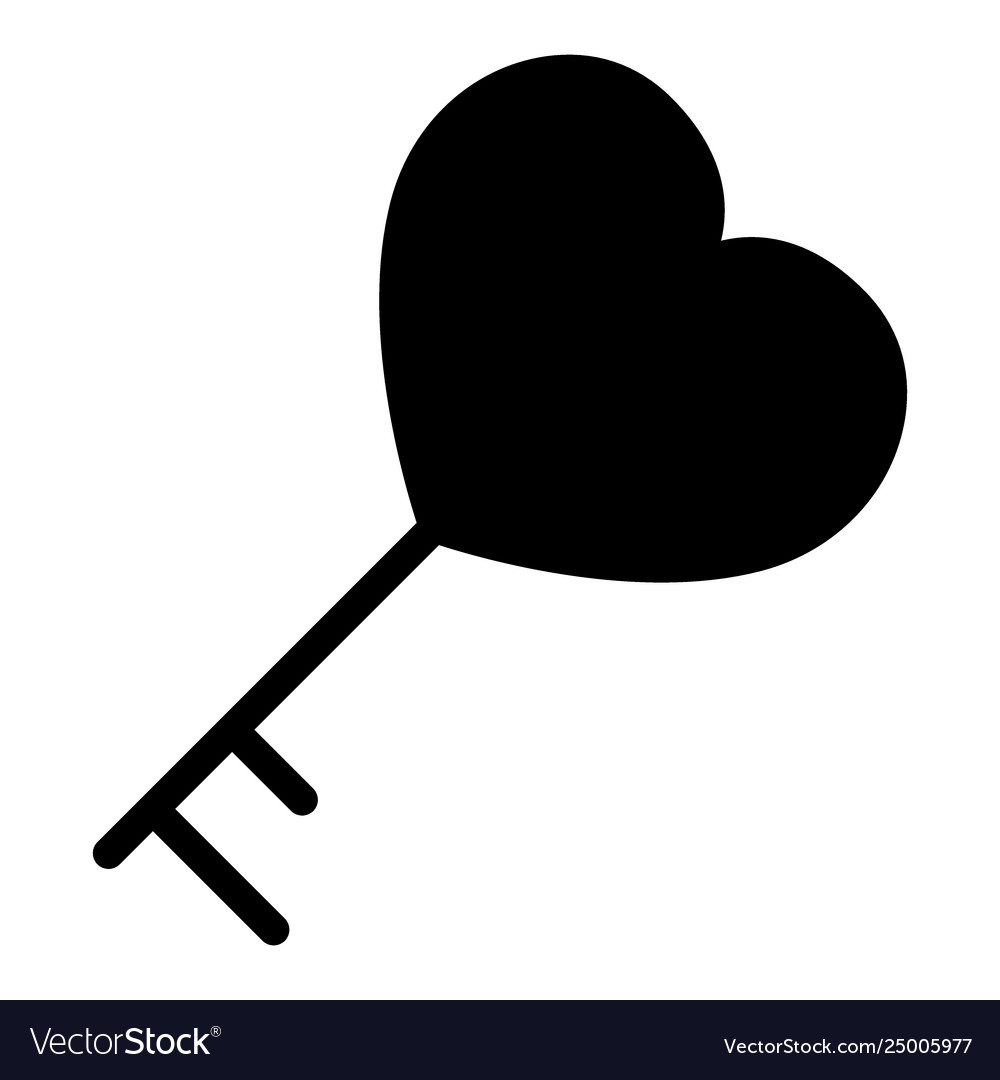 Key and heart solid icon shape