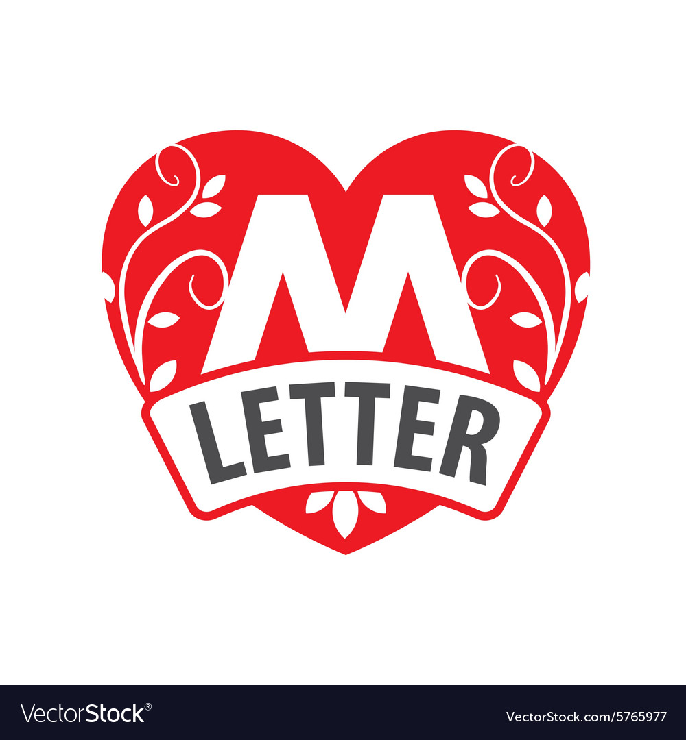 Logo in the shape of a heart with the letter M Vector Image