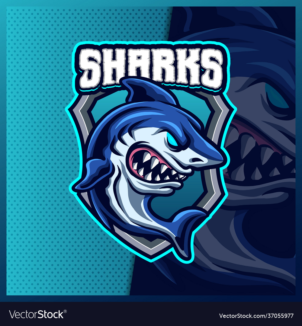 Megalodon shark beast mascot esport logo design