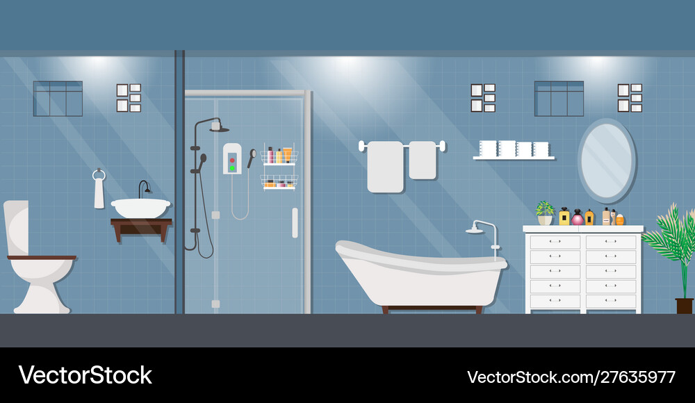 Modern bathroom interior with furniture Royalty Free Vector