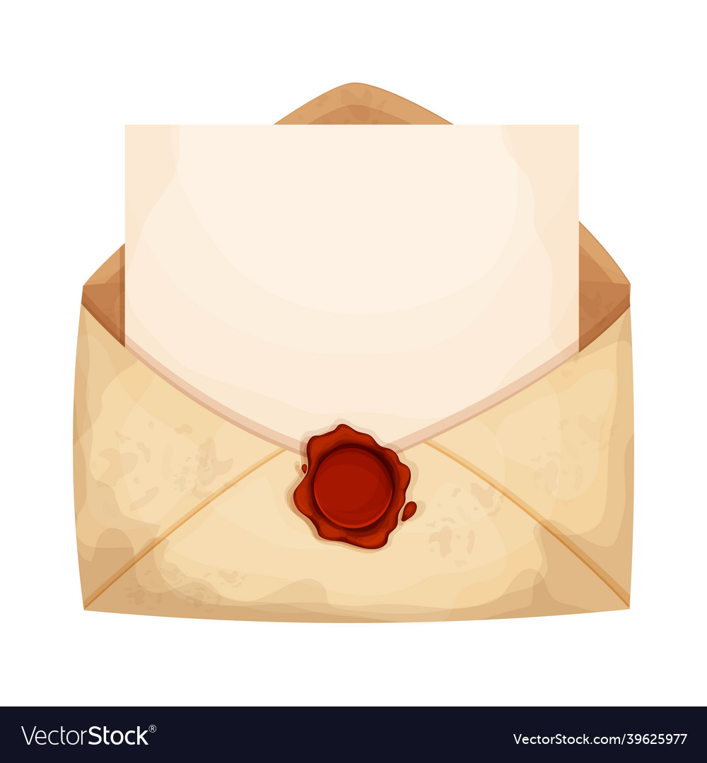 Opened letter envelope with empty paper and red vector image Opened letter envelope with empty paper and red