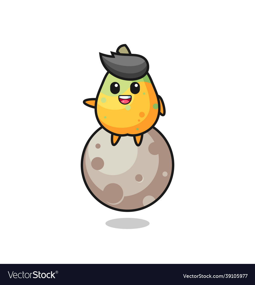 Papaya cartoon sitting on the moon vector image Papaya cartoon sitting on the moon