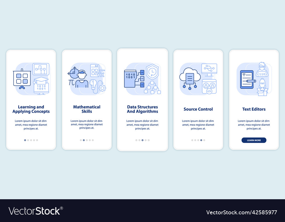 Program development skills light blue onboarding vector image Program development skills light blue onboarding