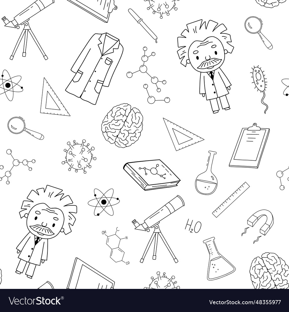 Seamless monochrome pattern with line brain funny vector image Seamless monochrome pattern with line brain funny