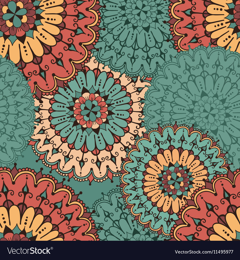 Seamless pattern with circular floral ornament