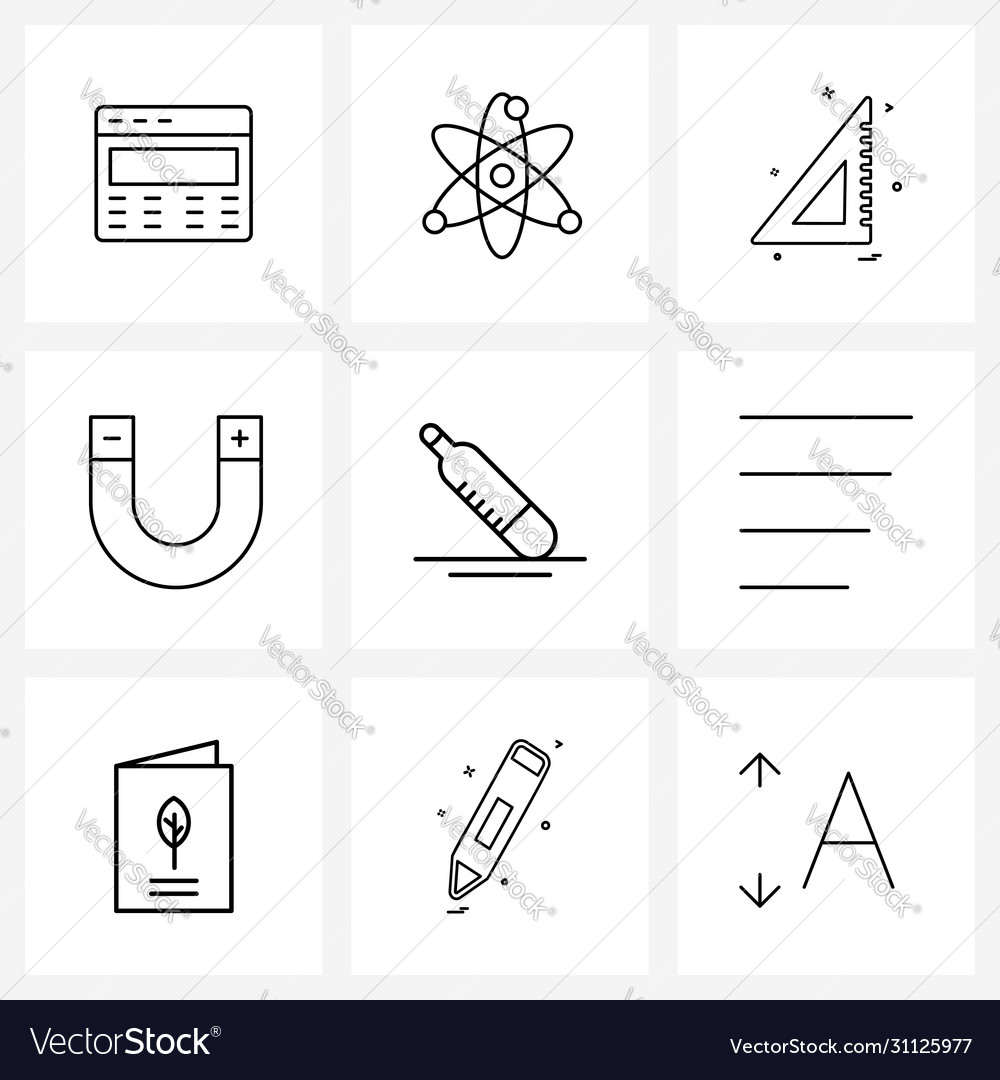 Set 9 simple line icons for web and print