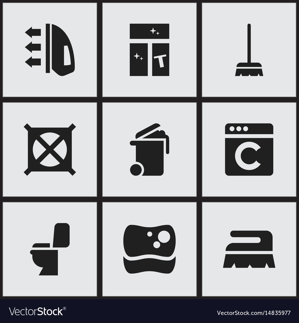 Set of 9 editable cleanup icons includes symbols